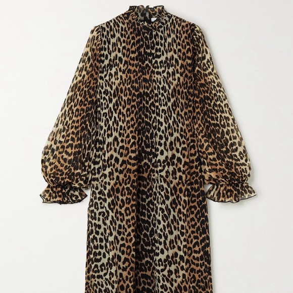 ganni dress leopard print
